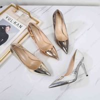 Wholesale 2022 Luxury Leather Silver Heels Mirror Sexy High Ladies