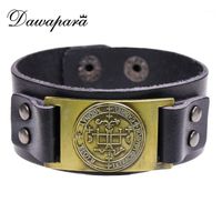 Wholesale Bangle Dawapara Genuine Leather Bracelet Men s Wide Adjustable Hand Made Buckle Bracelets For Man B109635