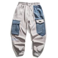 Wholesale Men s Pants LACIBLE Hip Hop Harem Pant Man Streetwear Denim Patchwork Men Trousers Harajuku Oversized Loose Joggers Jeans Fleece