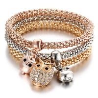 Wholesale Charm Bracelets of Three color Set Elastic Popcorn Chain Diamond Butterfly Pendant Charms Bracelet for Women Gift