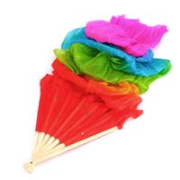 Wholesale Stage Wear Colorful Belly Dance Bamboo Long Silk Fans Veils Colors Hand Made Fan