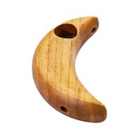 Wholesale 3 inches moon shaped handmade wooden pipe with mental bowl smoking pipes