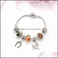 Wholesale Charm Bracelets Jewelry Fashion Equestrian Horse Jewelry Diy European Bead Shoe And For Women Drop Delivery Grkes