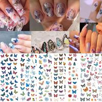 Wholesale Nail Art Decorations D Butterfly Stickers Decals Decoration Mix Colourful Patterns Adhesive Sliders Transfer Foils Wraps EY