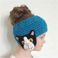 Wholesale Fashion The Children s Cat Dog Panda ear Headband Warm Photography Props Winter Knitted Wool Cap Blue Hat Scarf knitted