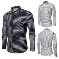 Wholesale Men s Casual Shirts Mens Long Sleeve Pointed Collar Striped Slim Fashion Trend Simple Versatile Work Shirt Asian Szie S XL