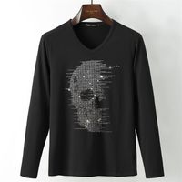 Wholesale New hot fix rhinestone skull funny t shirts Brand Men s Casual Crystal Stone Printed T shirt Men Clothes Fancy summer tops