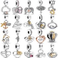Wholesale 925 Sterling Silver Delicate Beads Mother Daughter Heart Charm Pandora Charm Bracelet Jewelry Fashion Luxury Anniversary Gift