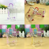 Wholesale Mini Gift Wrap Rolling Travel Suitcase Candy Box Baby Shower Wedding Favors Acrylic Clear Party Table Decoration Supplies Gifts J2