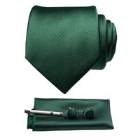 Wholesale Bow Ties Original Solid Silk Tie Male Formal Plain Red Necktie Pocket Square Hanky Cufflinks Set For Men Party Wedding