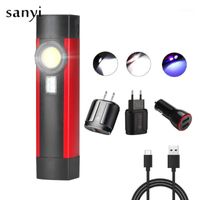 Wholesale Flashlights Torches Mini Portable UV Ultraviolet nm LED COB Magnetic Work Light Torch With Rechargeable Battery USB1