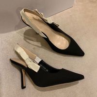 Wholesale Summer high heels leather women s sandals all match fashion women s shoes webbing solid color pointed shoes wedding shoes