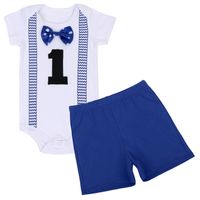 Wholesale 2pcs Set Cute Baby Boy Girl Clothes Baby First st Birthday Photo Shoot Costume Romper Bodysuit Shorts Pants Cake Smash Outfit Y200803