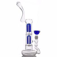 Wholesale high quality toro recycler bubbler glass beaker bongs double arm tree perc inch smoking water pipe dab rig bong with mm joint