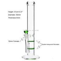 Wholesale Honeycomb hookah Bong clear glass double honeycombs inches tall mm thick water pipe for bongs good quanlity
