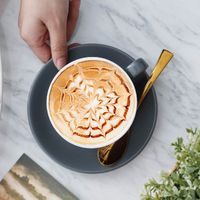Wholesale 220ML Ceramic Coffee Cups Latte Cappuccino Cups Afternoon Tea Mug with Saucer Birthday Coffee Mug Set HHA3428