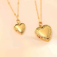 Wholesale MICCI Dainty K Gold Plated Stainls Steel Sublimation Blank Heart Lock Frame Jewelry Photo Picture Locket Pendant Necklace