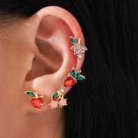 Wholesale 4PCS Set Women Fashion Earrings Charm Sweet Fruit Apple Strawberry Cherry Grape Stud Earrings Ladies Girls Earrings Jewelry Gift Accessories