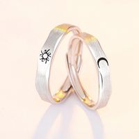 Wholesale 2 Piece Ring for Couple Lovers Real S925 Full Body Sterling Sliver Ring Sun and Moon Adjustable Opening Mouth Simple Sliver Rings Jewelry