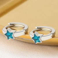 Wholesale Stud Vintage Blue Star Open Thai Gold Cartilage Earrings Small Circle Finger Safety Pin For Fashionable Women s Jewelry