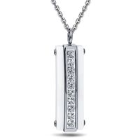 Wholesale simple chain stainless steel zircon ceramic charm pendant jewelery necklace women
