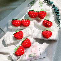 Wholesale Hair Clips Barrettes Korean Style Plush Headband Embroidery Wide brimmed Strawberry Women s Yoga Wash Pins For Women