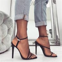 Wholesale Sandals Mature Flock Solid Women Lace Up cm Thin High Heels Fashion Open Toed Wedding Dress Shoes Daily Party Sandals1