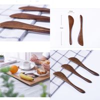 Wholesale Wooden Breakfast Jam Knife Round Handle Great Paint Sword Simplicity Sticking Hands Knives Hot Selling xha J1