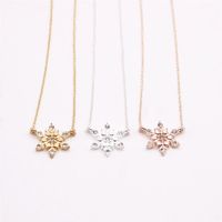 Wholesale Fashion Snowflake with rhinestones pendant necklace for girl and women Gold White Rose Three Color Optional
