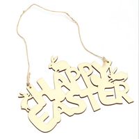 Wholesale Happy Easter Rabbit Wooden Pendants Wood Letters Craft Ornament DIY Hanging Pendants Cute Bunny Easter Decoration Party Gifts E122504