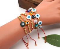 Wholesale Turkish Lucky Eye Glass Beaded Bracelet Colorful Evil Eye Charm Bracelet Gold Silver Chain Bracelet for Women Female Jewelry