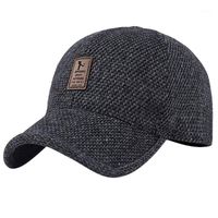 Wholesale Ball Caps Men Warm Baseball Cap Hat Black Solid Bone Mens Winter Hats Ear Flaps Outdoor Running Cotton Cap1