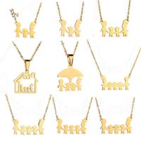 Wholesale Pendant Necklaces Family Love Mom Dad Son Daughter Gifts Stainless Steel Pendants Boys Girls Mothers Fathers Necklace For Children Kids1