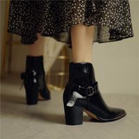 Wholesale Boots Winter Genuine Leather Women Short Canister Pointed High heeled Shoes For