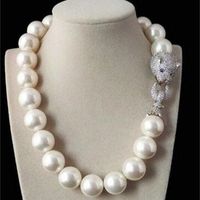 Wholesale free Tremendous Sweater chain Beautiful Huge Genuine mm White mm black South Sea Shell Pearl Necklace jewelry cm