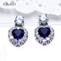 Wholesale Dangle Chandelier Charming Beautiful Big Blue Stones Earring Female Jewellery Heart Design Women s Drop Earrings Gifts For Wife1