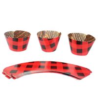 Wholesale Cake Decorate Black Red Trellis Creative Cakes Paper Cup Party Ornament Camping Baking Card Insertion Factory Direct gh p1