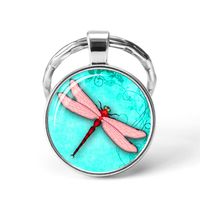Wholesale Comic Dragonfly Keychain Dragonfly Jewelry Resin Keyring Colorful Dragonfly Jewellery Cabochon Glass Key Chain Ring Gift