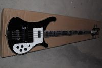 Wholesale 2014 new arrival black custom electric bass guitar with double cable jack inputs SALE
