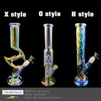 Wholesale Popular Rainbow and Glow In Dark Green Bongs Water pipe with Piece Downstem and Piece Glass Bowl