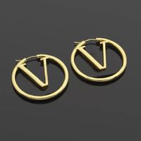 Wholesale BIG SIZE inch Fashion gold cc hoop earrings for lady women Party wedding lovers gift engagement jewelry With BOX
