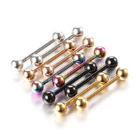 Wholesale 10pcs set Colorful Stainless Steel Steel Industrial Barbell Ring Tongue Nipple Bar Tragus Helix Ear Piercing Body Fashion Sexy Jewelry