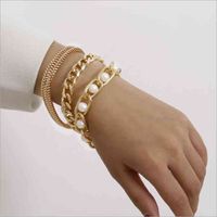 Wholesale Wholale Fashionable and simple summer new pearl bracelet personality street shooting alloy set bracelet