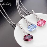 Wholesale Pendant Necklaces Sale Austrian Crystal Water Drop White Gold Color Plated Jewelry Accessories For Women Valentine s Day Gift