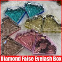 Wholesale Bling Eyelash Packaging Diamond Shape Glitter False Eyelashes Packaging Box Empty EyeLash Box Case Fake Eye Lashes Plastic Boxes
