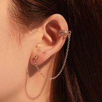 Wholesale European Long No Hole Heart Ear Drop Hollow Crown Tassel Stud Earrings Chain Women Copper Fashion Ear Cuff Jewelry