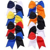 Wholesale Girl Ponytail Holder Hair Rope Rubber Band Patchwork Big Bows Cheer Ribbon Elastic Grosgrain Cheerleading Tie