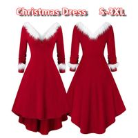 Wholesale New Arrivals Womens Vintage Santa Christmas Dress Printed Dress Ladies Long Sleeve Dresses Sexy Xmas Party Festival Dress S XL