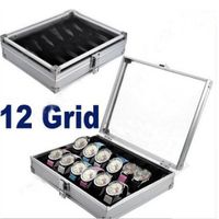 Wholesale Watch Box Grid Slots Watch Winder Aluminum alloy Inside Container Jewelry Organizer Watches Display Storage Box Case1