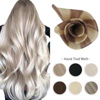 Wholesale 10A Hand Tied Weft Hair Extensions Virgin Human Hair Silky Straight Invisible Brazilian Blonde Sew in Bundles Handmade